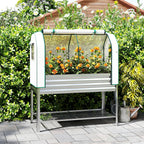 Galvanized Raised Garden Bed with Greenhouse Cover, Silver