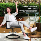2-Piece Outdoor Patio Swivel Chairs, Brown