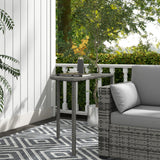39.4" Half Round PE Rattan Side Table with Metal Frame, Grey