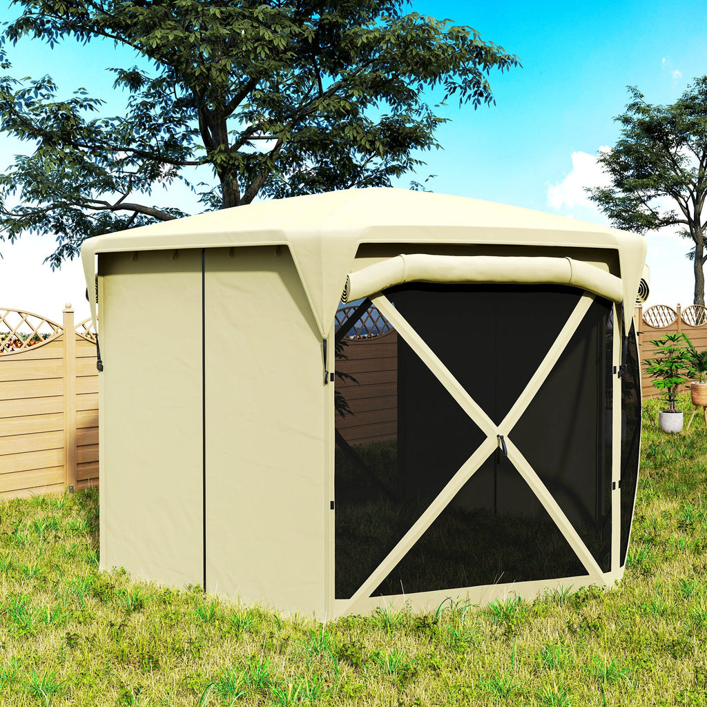 11' x 11' Pop Up Gazebo Screen Tent with UPF30+ Removable Roof Cover, Beige