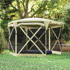 11' x 11' Pop Up Gazebo Screen Tent with UPF30+ Removable Roof Cover, Beige