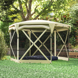 11' x 11' Pop Up Gazebo Screen Tent with UPF30+ Removable Roof Cover, Beige