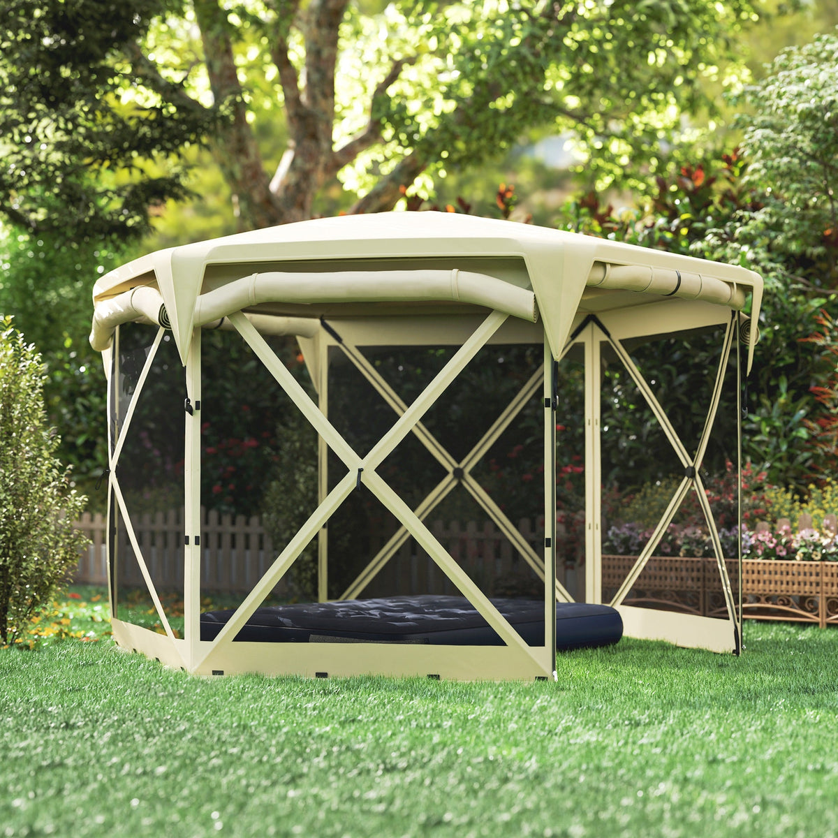 11' x 11' Pop Up Gazebo Screen Tent with UPF30+ Removable Roof Cover, Beige