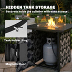 12 KW Square Propane Gas Fire Pit Table with Wind Guard, Black