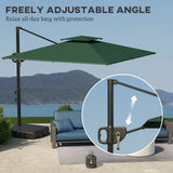 2.5 m Cantilever Parasol with Fillable Base and Double Top, Dark Green