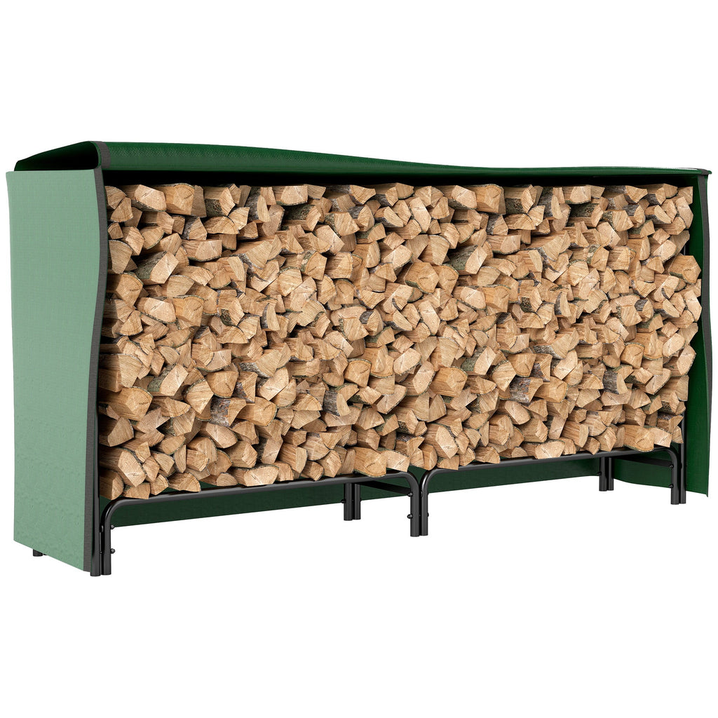 Heavy-Duty Firewood Rack with Waterproof Cover in Dark Green, 78.7" x 14.2" x 39"