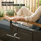 Rattan Daybed with Adjustable Backrest, Storage Ottoman, Mixed Gray