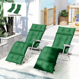 190 x 56 x 10cm Sun Lounger Cushions Set of 2, 220gsm UPF20+ Fabric with 6 Ties, Green