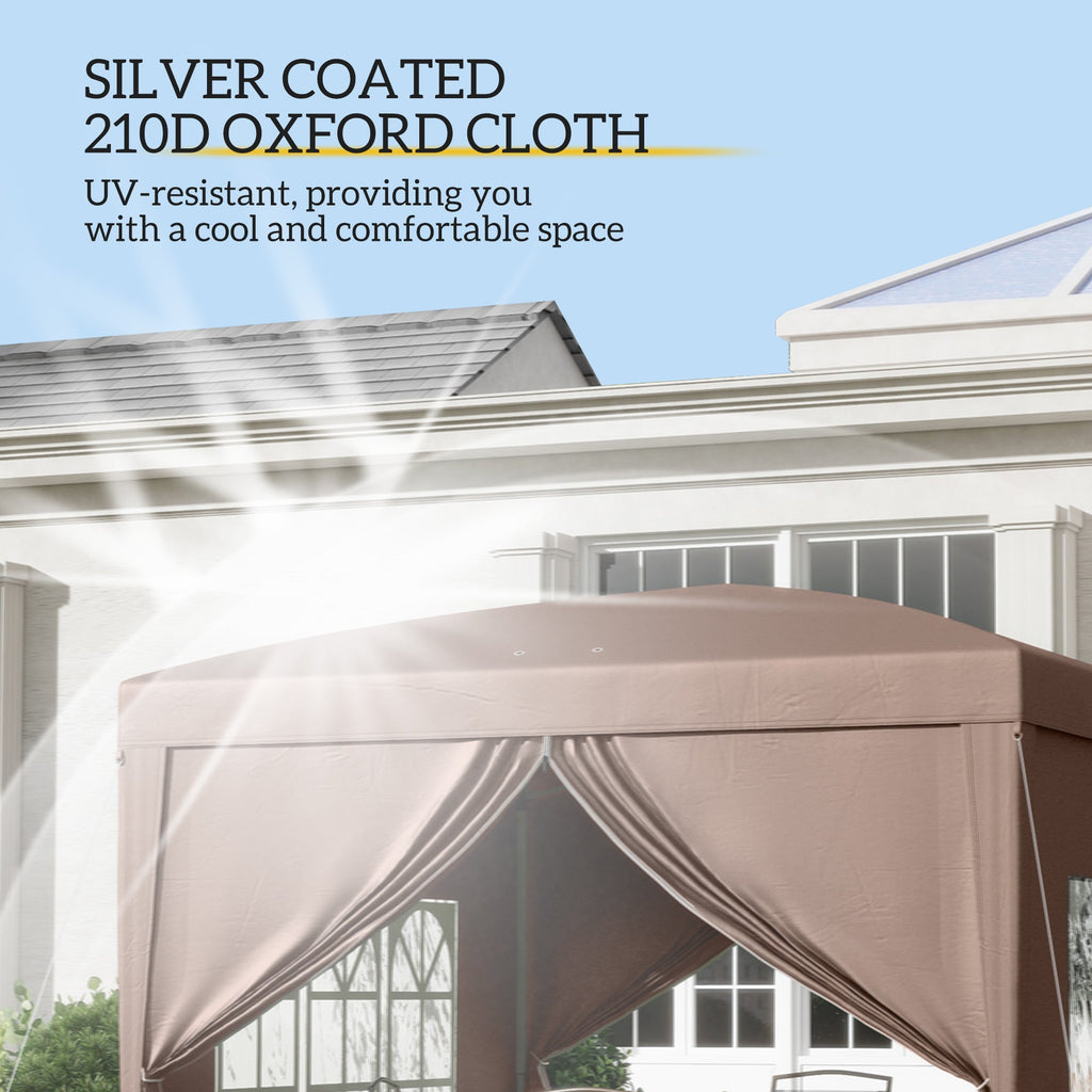 10' x 10' Pop-Up Party Tent Canopy with Carrying Bag, Coffee