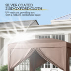 10' x 10' Pop-Up Party Tent Canopy with Carrying Bag, Coffee