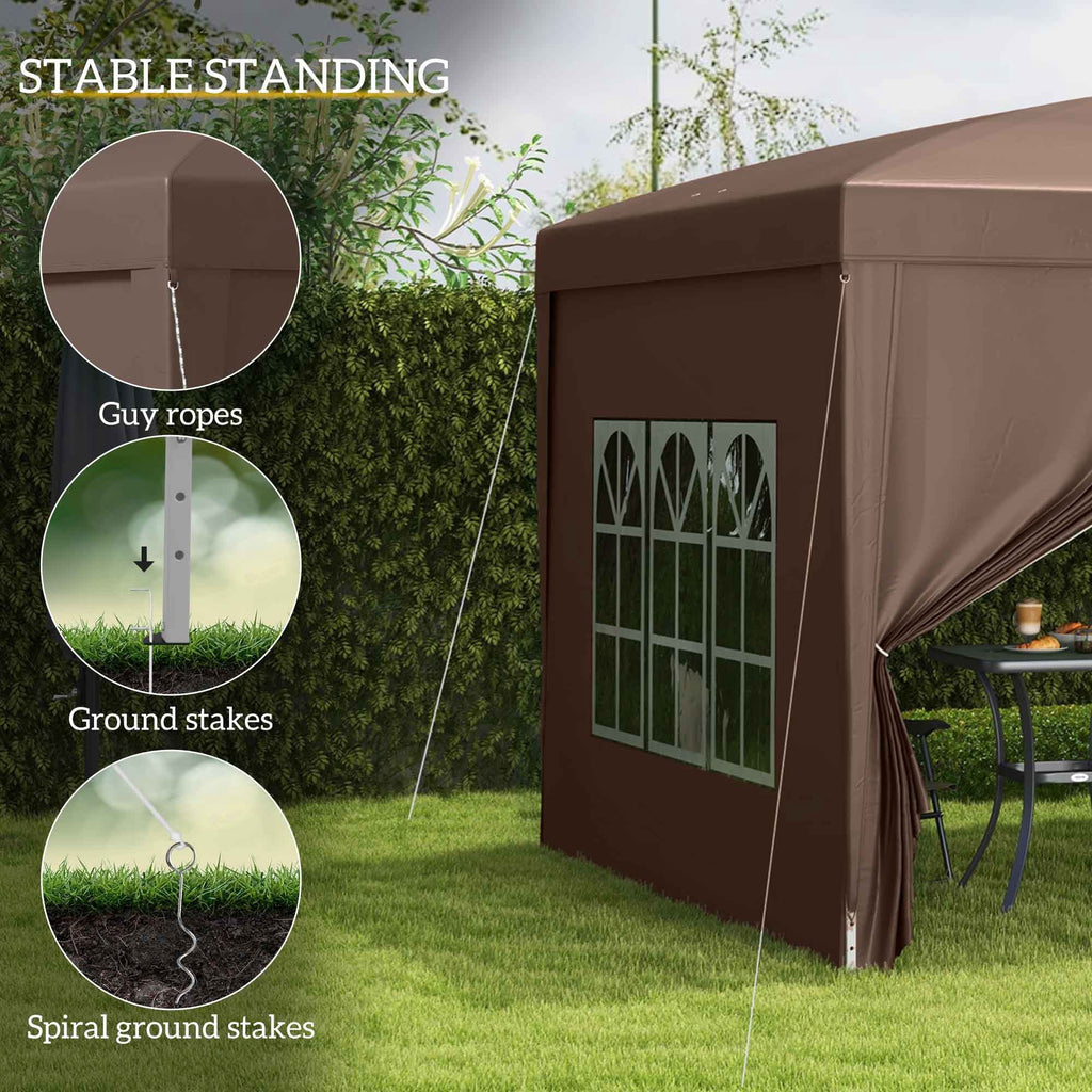 10' x 10' Pop-Up Party Tent Canopy with Carrying Bag, Coffee