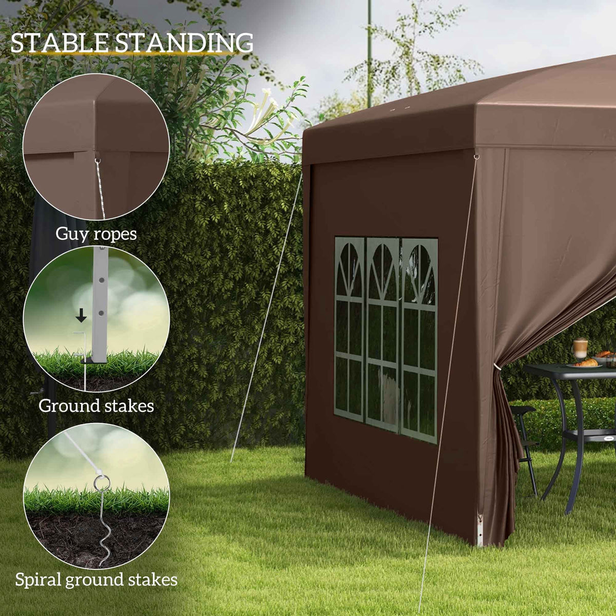 10' x 10' Pop-Up Party Tent Canopy with Carrying Bag, Coffee