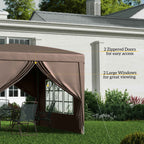 10' x 10' Pop-Up Party Tent Canopy with Carrying Bag, Coffee
