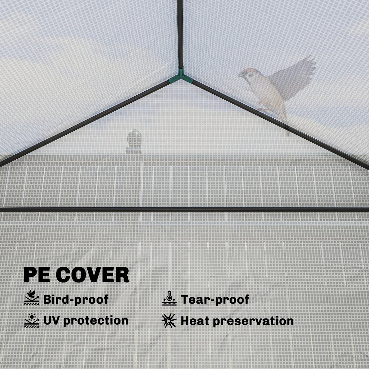 56" x 56" x 75" Raised Garden Bed Greenhouse with PE Cover, White