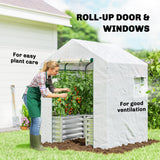 56" x 56" x 75" Raised Garden Bed Greenhouse with PE Cover, White