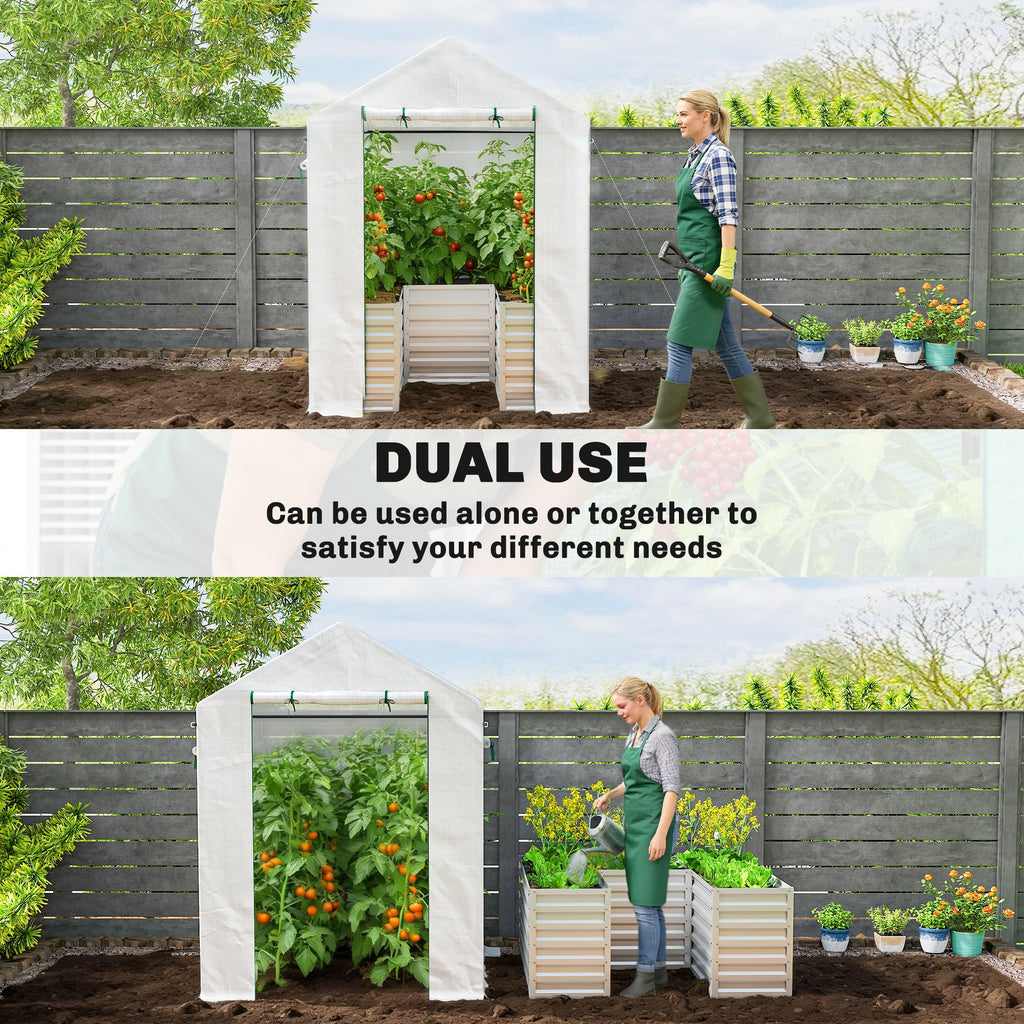 56" x 56" x 75" Raised Garden Bed Greenhouse with PE Cover, White