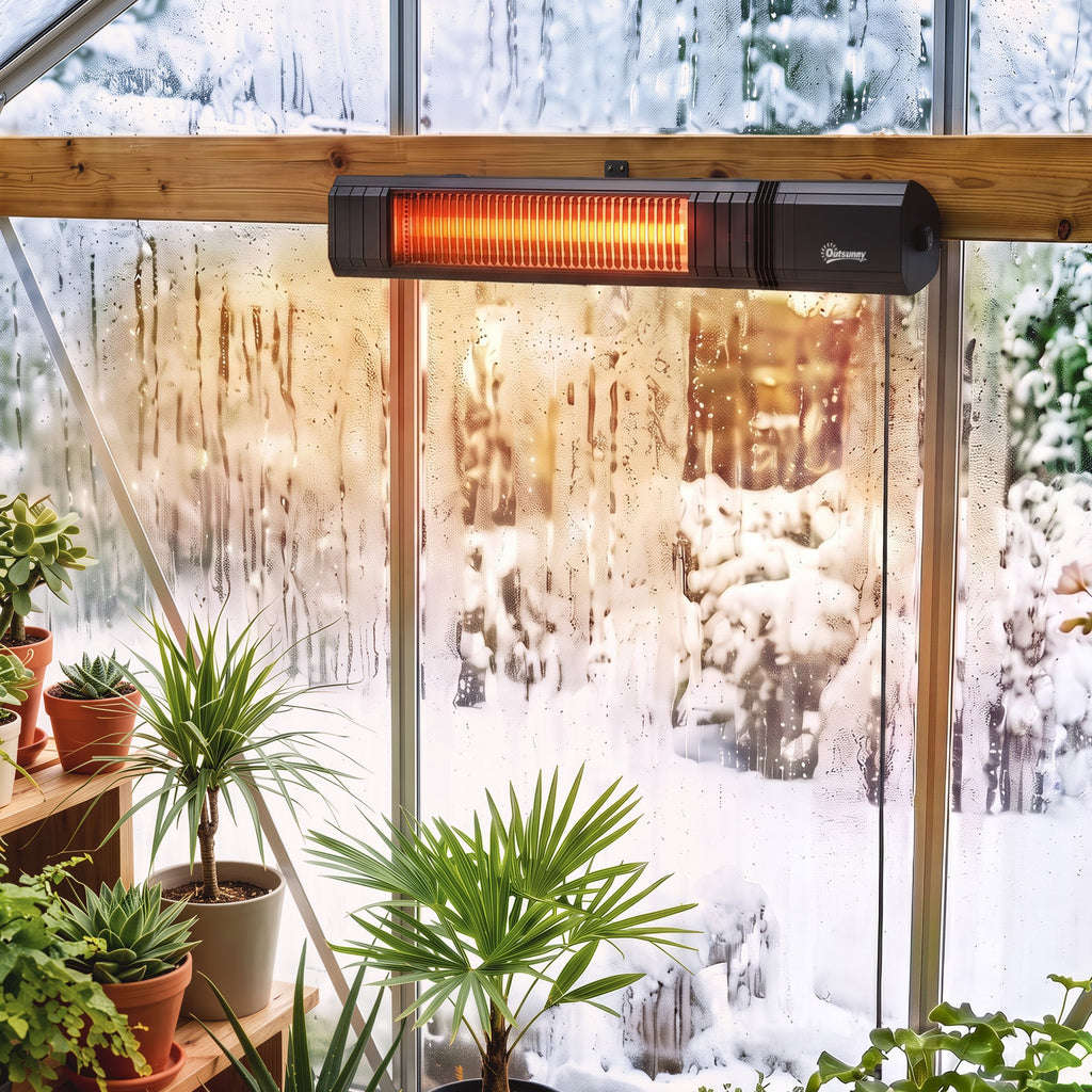 2000W Infrared Wall-Mount Heater with APP, Touch & Remote, IP65, 9 Levels, Black