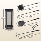 5-Piece Metal Fireplace Tool Set with Brush, Shovel, Poker, Tongs & Mesh Bucket for Indoor or Outdoor Fireplaces