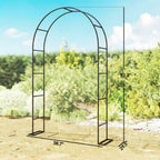 8 ft Steel Garden Arch Trellis with Base, Black