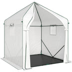 63" x 63" x 78.7" Mini Walk-in Greenhouse with PE Cover, Roll-up Door & 3 Mesh Windows, White