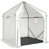63" x 63" x 78.7" Mini Walk-in Greenhouse with PE Cover, Roll-up Door & 3 Mesh Windows, White