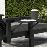 Set of 2 Resin Sun Loungers with Foldable Side Table, Black
