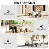 2-Piece Outdoor Glider Chair with Ottoman and All-Weather Breathable Mesh, Tan