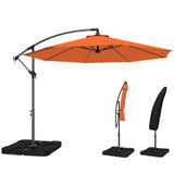 3 m Cantilever Parasol with Weights, Cover & Cross Base, Orange