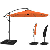 3 m Cantilever Parasol with Weights, Cover & Cross Base, Orange