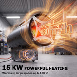 15 kW/51000 BTU Industrial Propane Space Heater with Piezo Ignition, Overheat Protection, IPX4, Black