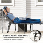 5-Level Adjustable Folding Chaise Lounge Chair with Side Table