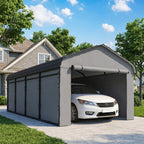 Onward 12' x 20' Heavy Duty Metal Carport with Galvanized Roof & Removable Sidewalls