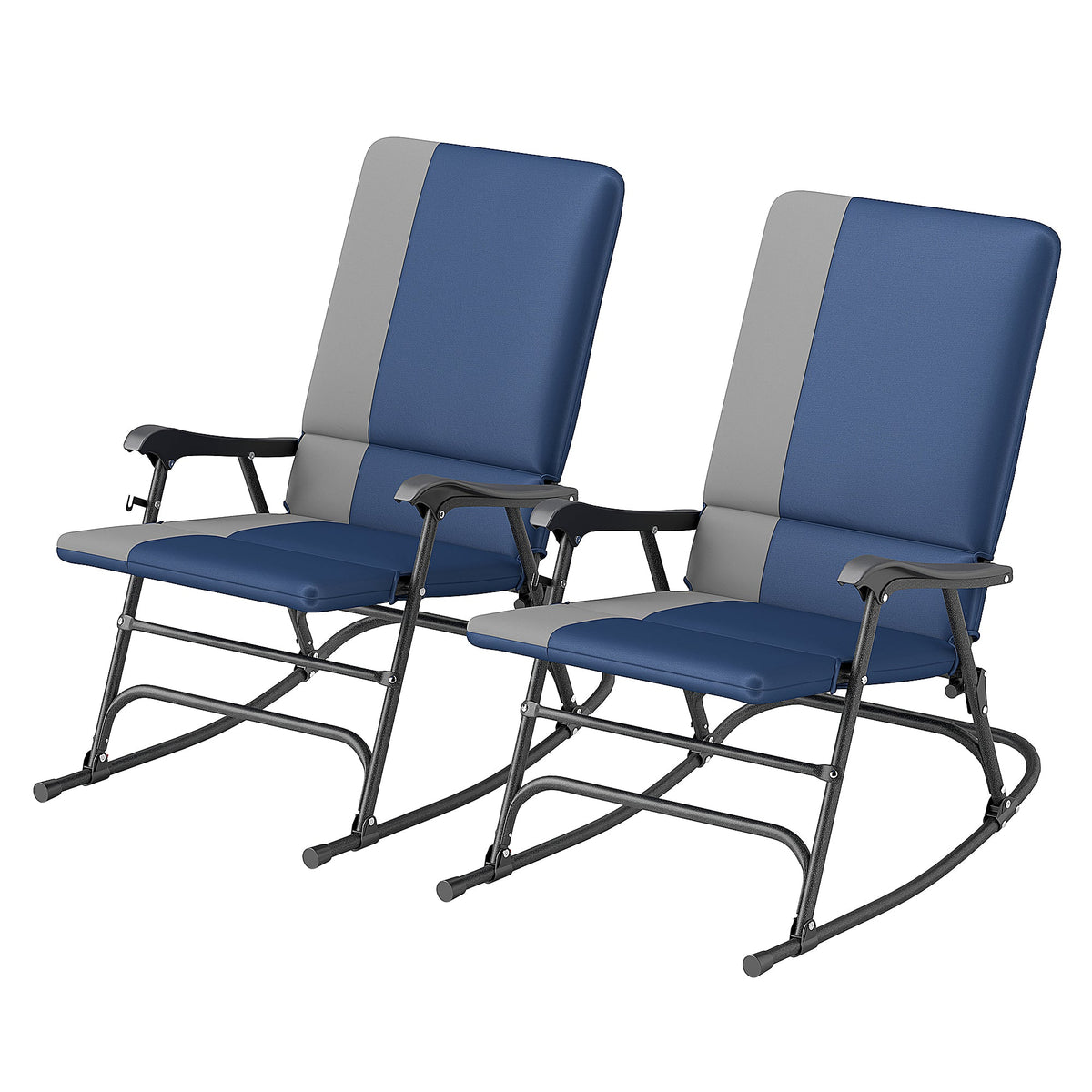 2-Piece Folding Outdoor Rocking Chairs, Dark Blue