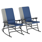 2-Piece Folding Outdoor Rocking Chairs, Dark Blue