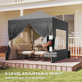 8.2 x 8.2 ft Pop-Up Canopy Tent with 4 Sidewalls & Sandbags, Dark Grey