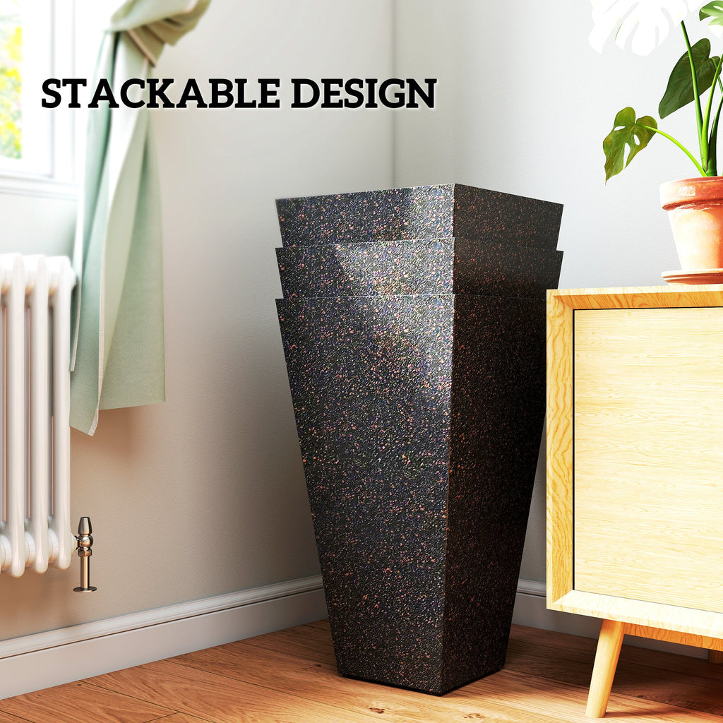 3-Piece 28" Tall Planters with Drainage Holes, Brown