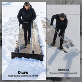 37" Extra-Wide Aluminum Snow Pusher with Wheels and Ergonomic Handle, Black