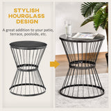 16" Steel Patio Side Table with Hourglass Design, Black