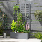 35" x 16" x 70" Raised Garden Bed with Trellis and Privacy Screen, Grey Wood Effect