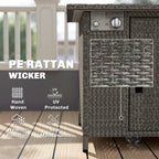 14.5 KW Rattan Gas Fire Pit Table with Cover, Wind Guard & Lid, Dark Grey