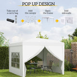 10' x 10' Outdoor Pop Up Party Tent Gazebo with Carrying Bag, White