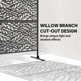 78" x 48" Metal Outdoor Privacy Screen, Willow Branch Design, Black