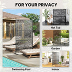 78" x 48" Metal Outdoor Privacy Screen, Willow Branch Design, Black
