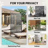 78" x 48" Metal Outdoor Privacy Screen, Willow Branch Design, Black