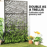 78" x 48" Metal Outdoor Privacy Screen, Willow Branch Design, Black