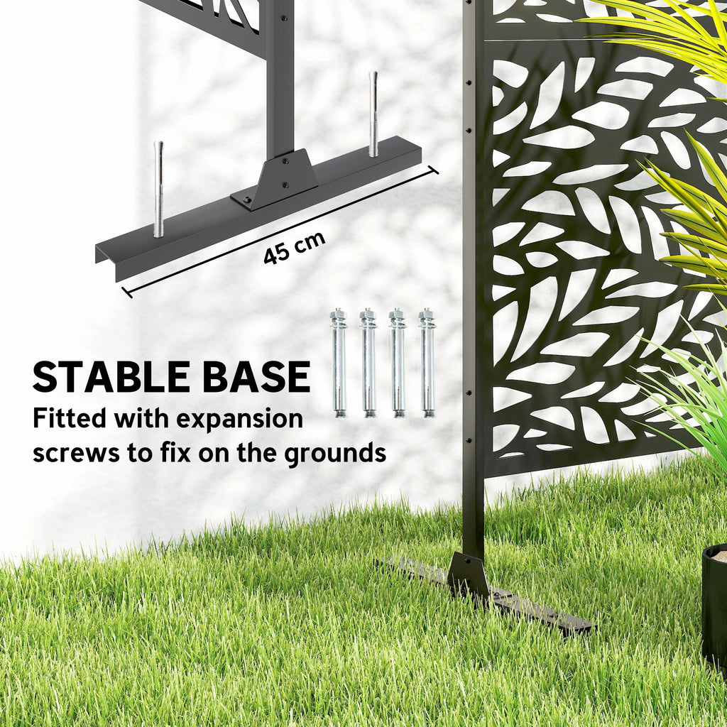 78" x 48" Metal Outdoor Privacy Screen, Willow Branch Design, Black