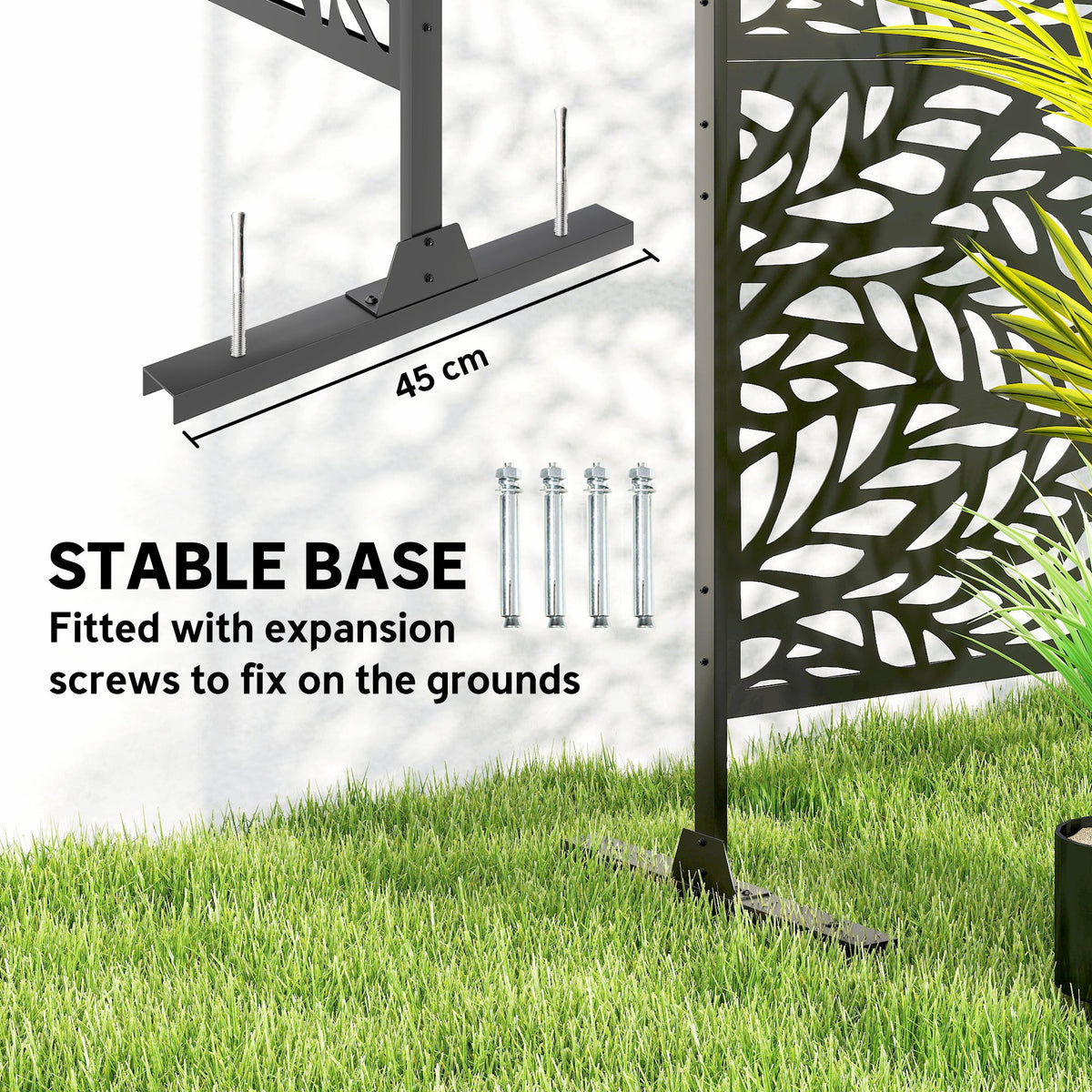 78" x 48" Metal Outdoor Privacy Screen, Willow Branch Design, Black
