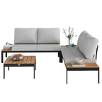 4 Piece L-Shaped Garden Furniture Set with 2 Coffee Tables, Teak