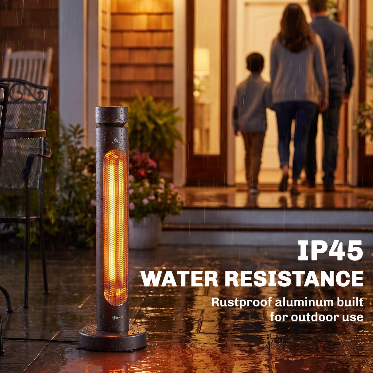 2000W Electric Infrared Patio Heater with Remote & Oscillation, 8H Timer, Black