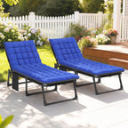 2 Piece Reclining Outdoor Chaise Lounge Chairs with Cushions, Dark Gray/Blue